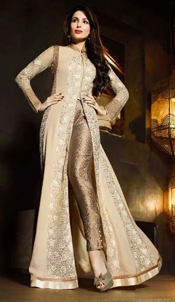 Bollywood Actress Malaika Arora Khan In Tan Brown Color Stitched Kameez with Dupatta | FH441669718