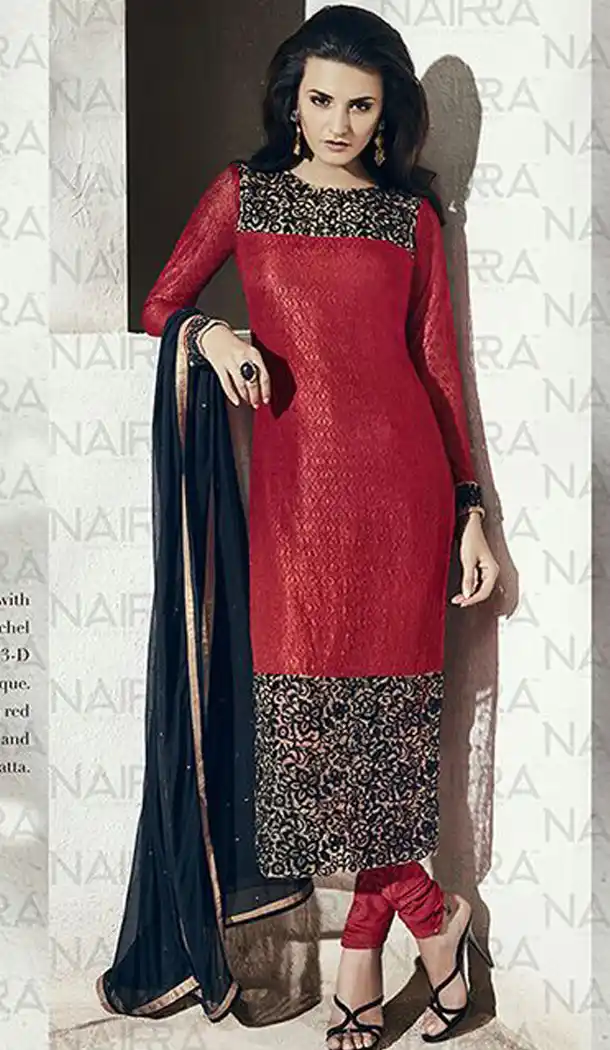 Red Color Net Party Wear Designer Stitched Palazzo Suits with Dupatta | FH441869747