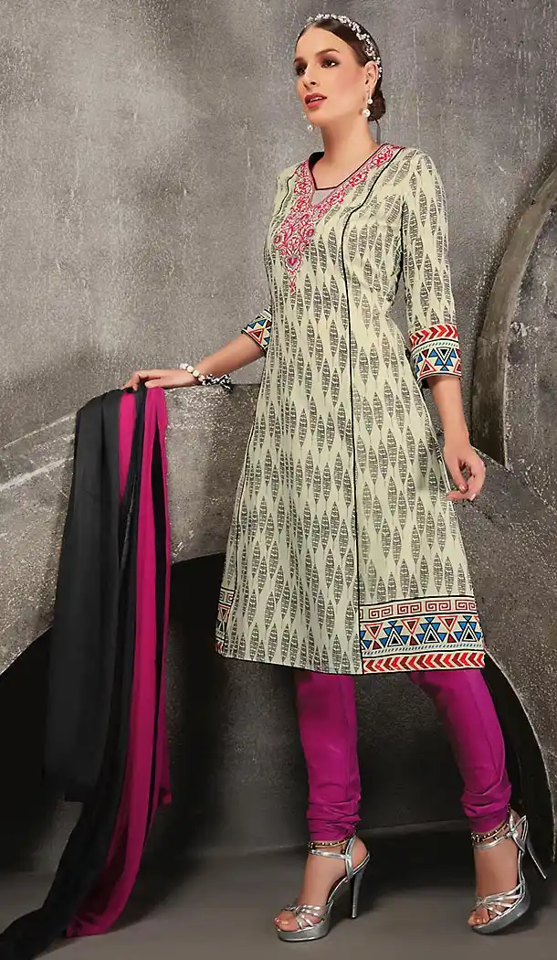 Beige Color Cotton Fabric Casual Formal Stitched Dresses with Dupatta | FH441969759
