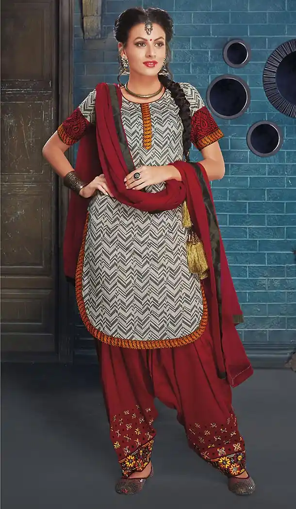 Dove Color Cotton Fabric Casual Formal Stitched Dresses with Dupatta | FH441969760