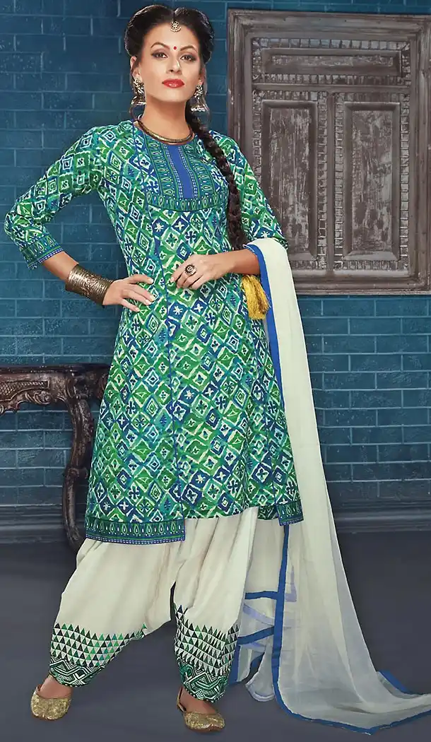 Emerald Color Cotton Fabric Casual Formal Stitched Dresses with Dupatta | FH441969761