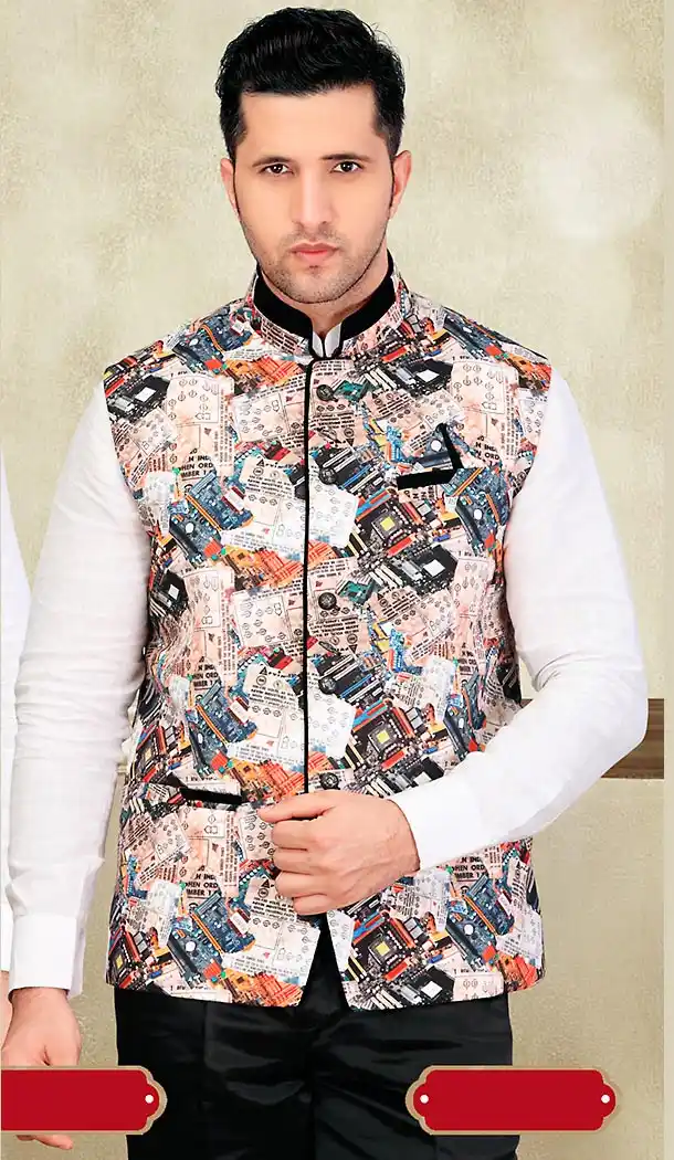 Multiple Color Imported Fabric Traditional Look Mens Ethnic Waist Coats | FH442669884