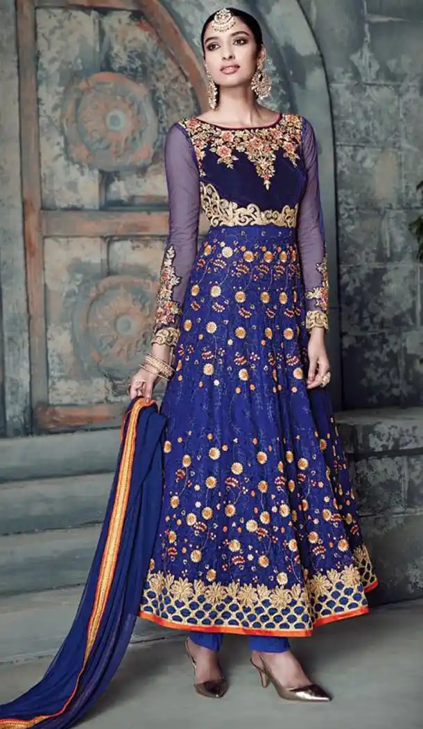 Blue Color Georgette Anarkali Salwar Stitched Suits with Dupatatta | FH442869832