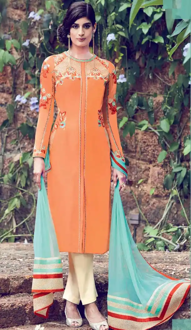 Peach Puff Color Cotton and Satin Fabric Stitched Casual Salwar Suits with Dupatta | FH443369912