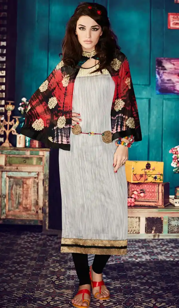 Ladies Readymade Ethinic Formal Churidar Suits in Silk and Dove with Dupatta | FH444270028
