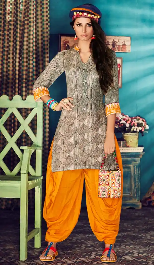 Ladies Readymade Ethinic Formal Churidar Suits in Silk and Beige with Dupatta | FH444270031