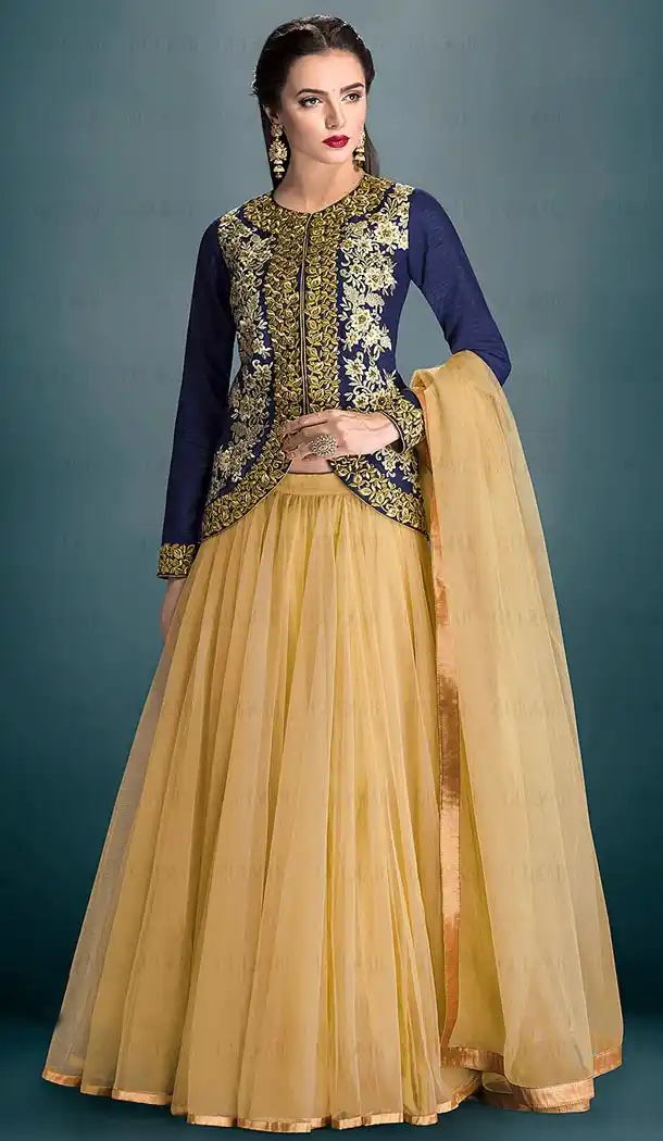 Tan Brown Color Net Fabric Plain Lehenga Choli with Dupatta | FH444370033