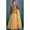Tan Brown Color Net Fabric Plain Lehenga Choli with Dupatta | FH444370033
