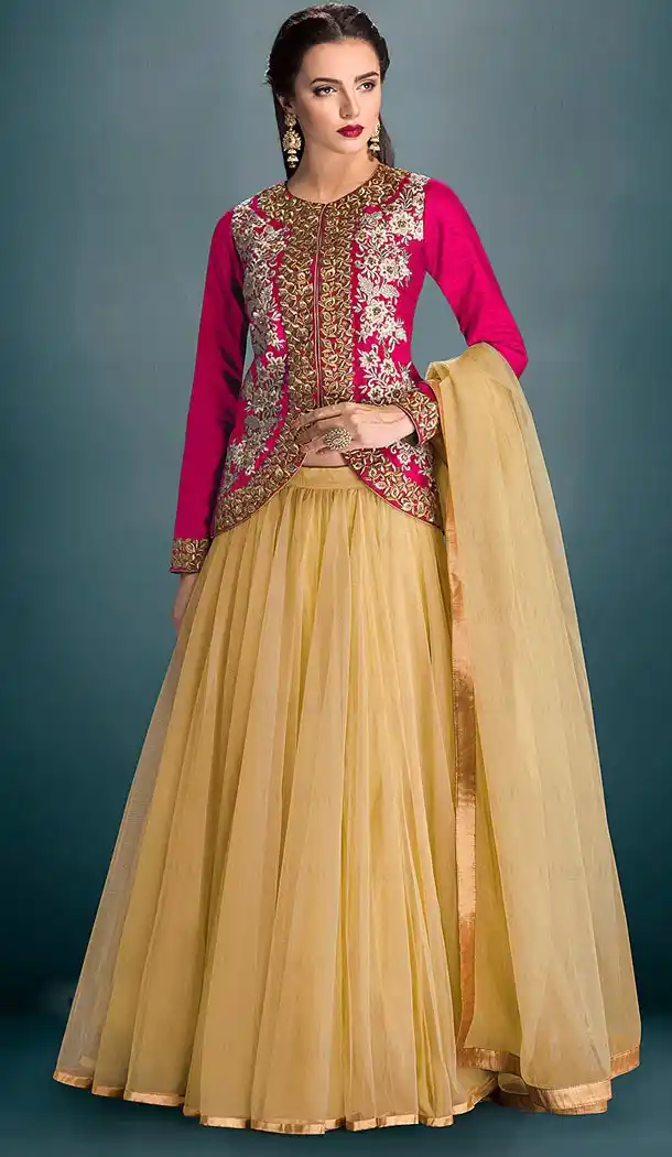 Tan Brown Color Net Fabric Plain Lehenga Choli with Dupatta | FH444370033