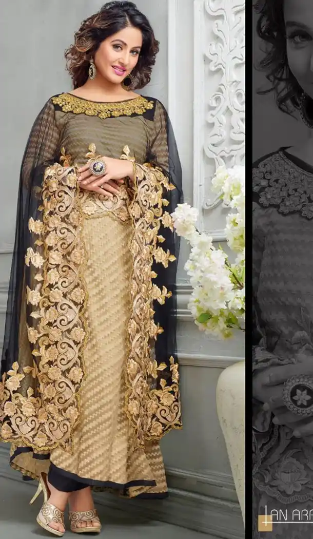 Pakistani Casual Stitched Dresses in Georgette Fabric and Tan Brown Color with Dupatta | FH445470169
