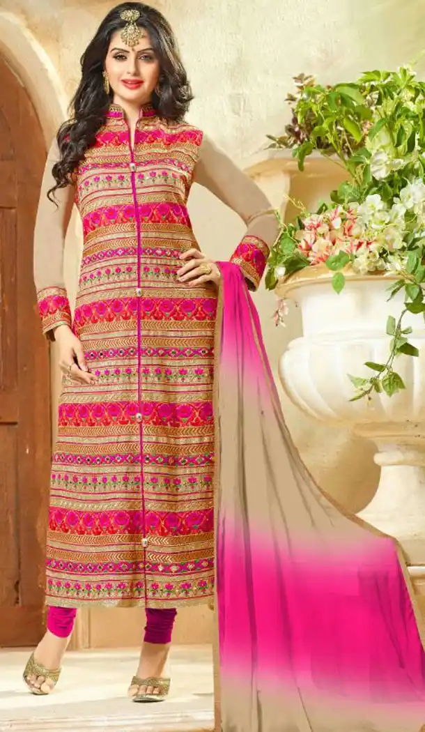 Georgette Fabric Tan Brown Color Achkan Style Stitched Salwar Suit with Dupatta | FH446770313