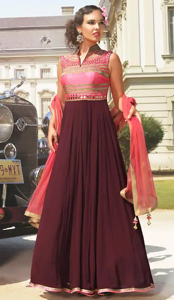 Salmon Color Cotton Fabric Aline Style Party Readymade Dresses with Dupatta | FH449070558