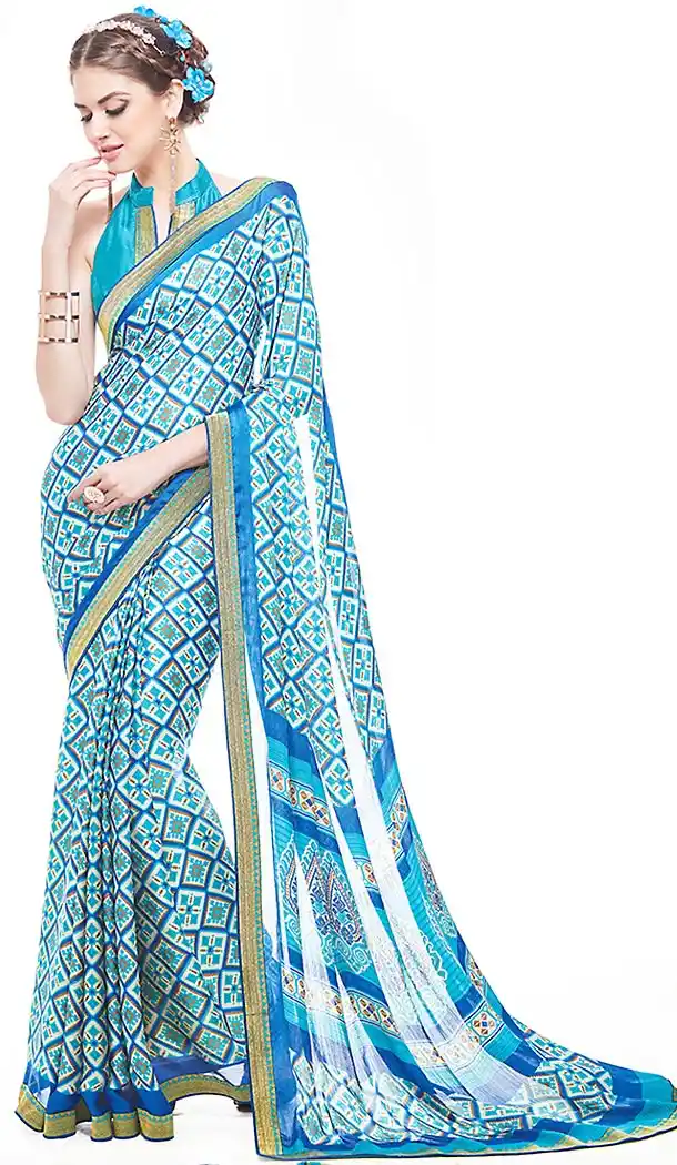 Off White Color Satin Stylish Graphic Designer Satin Saree with Blouse | FH449370588