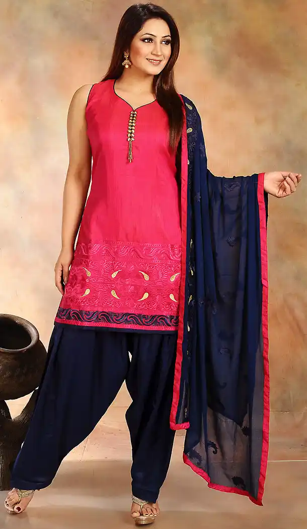 Deep Pink Color Art Silk Designer Party Wear Ready Made Patiyala Suits wits Dupatta | FH450870738