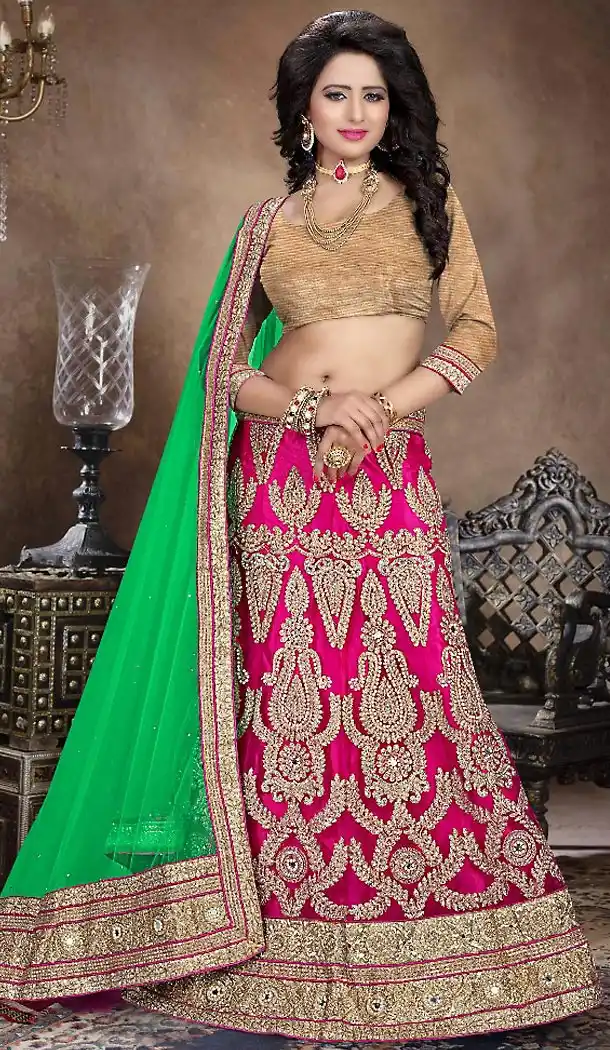 Deep Pink Color Net A Line Lehenga Designer Stitched Lehengas with Dupatta | FH455071232