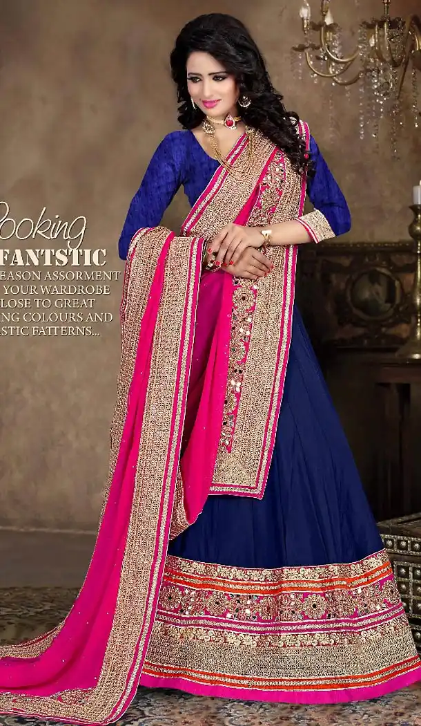 Navy Blue Color Net A Line Lehenga Designer Stitched Lehengas with Dupatta | FH455071236