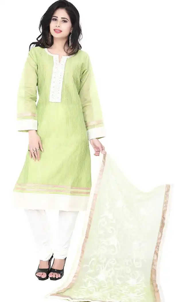 Aloe Vera Green Color Chanderi Silk Straight Cut Readymade Churidar Kameez | FH455671314