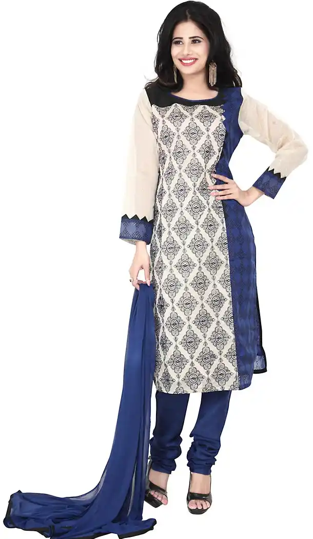 Navy Blue Color Chanderi Silk Straight Cut Readymade Churidar Kameez | FH455671320