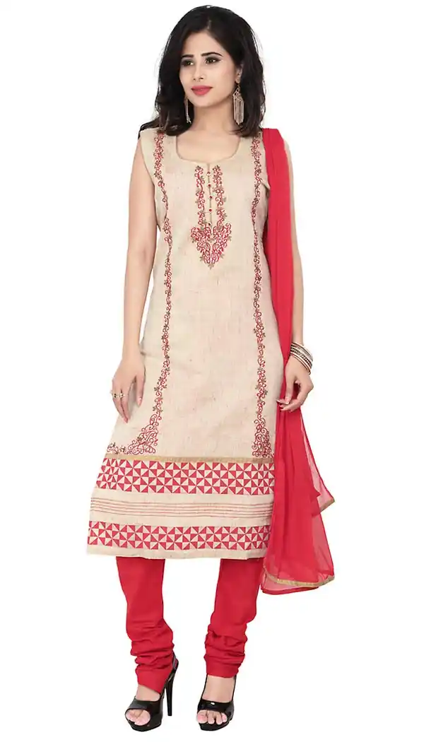 Beige Color Khadi Straight Cut Readymade Churidar Kameez | FH455671322