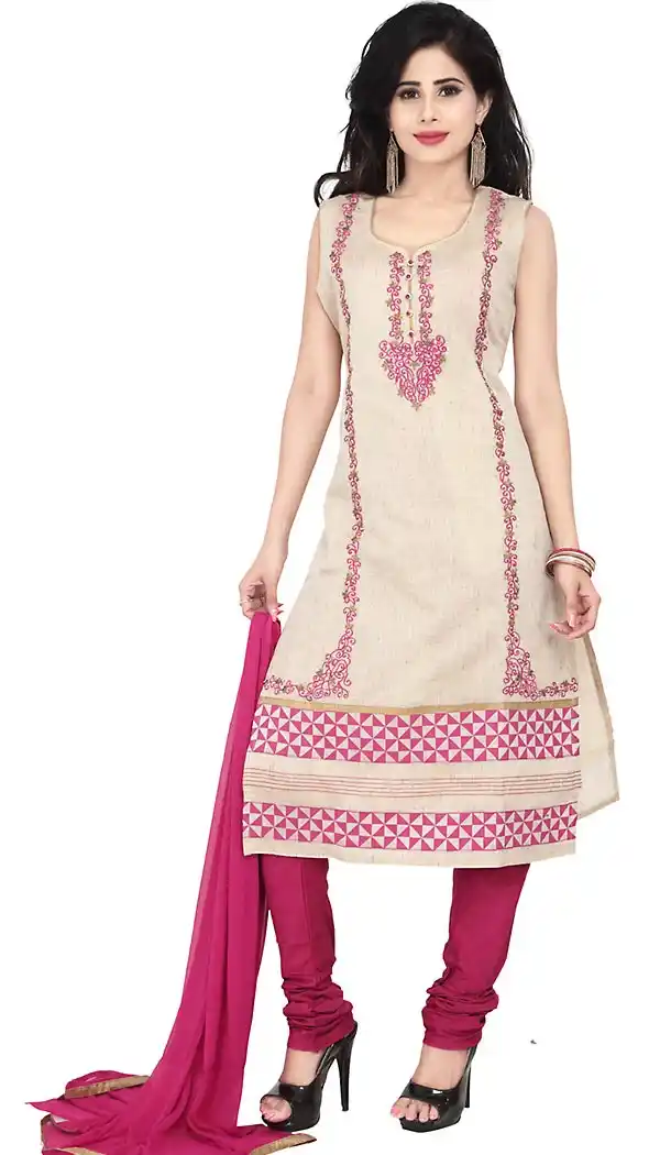 Beige Color Khadi Straight Cut Readymade Churidar Kameez | FH455771338