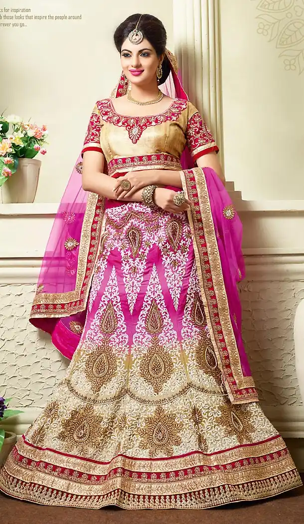 Deep Pink Color Fancy A Line Lehenga Bridal Lehenga Choli | FH455871325