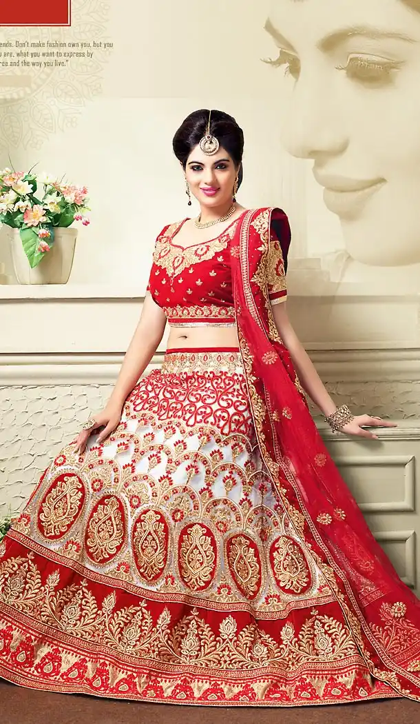 White Color Net A Line Lehenga Bridal Lehenga Choli | FH455871335