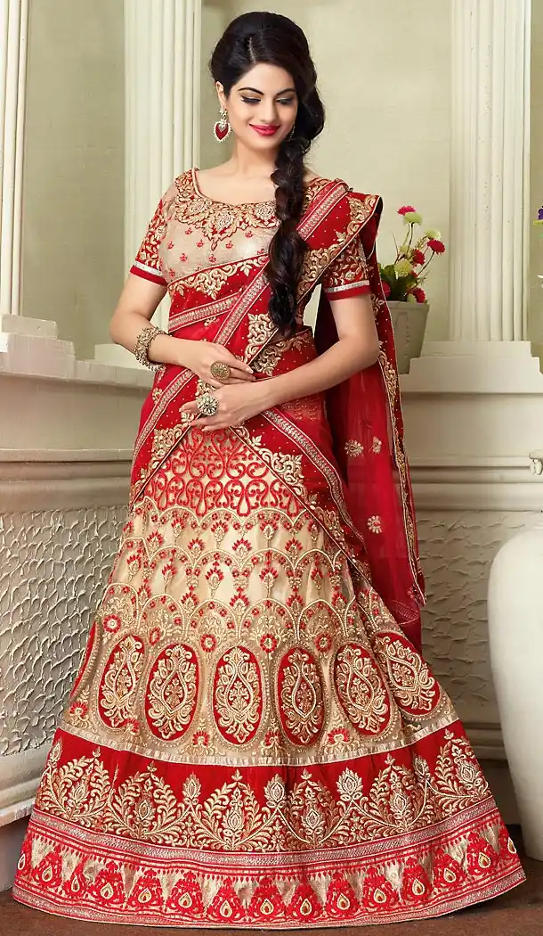 Tan Brown Color Net A Line Lehenga Bridal Lehenga Choli | FH455871336