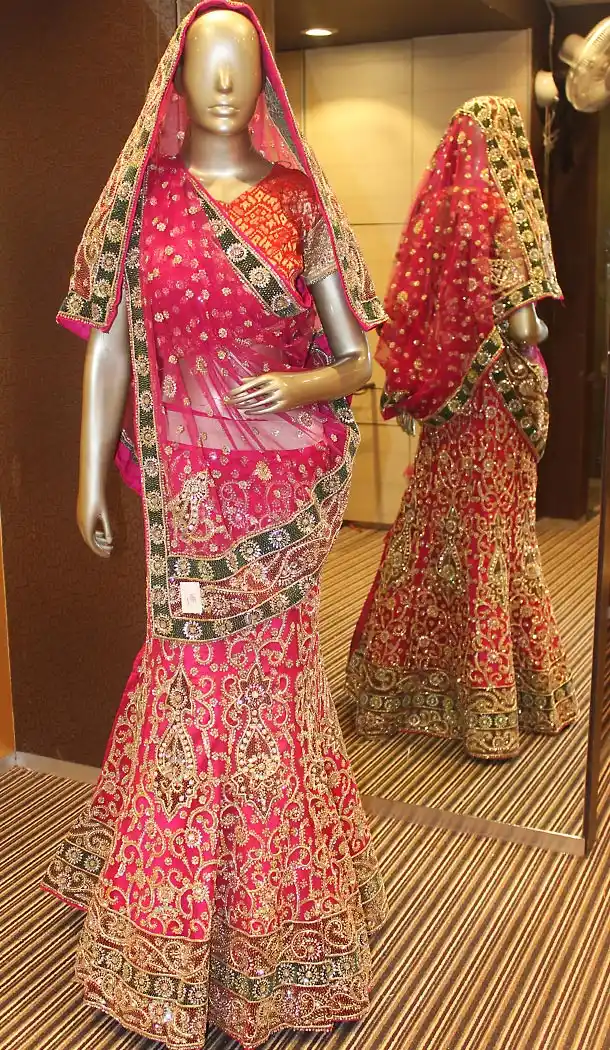 Stunning Deep Pink Color Net A Line Bridal Wedding Readymade Lehengas | FH456371413