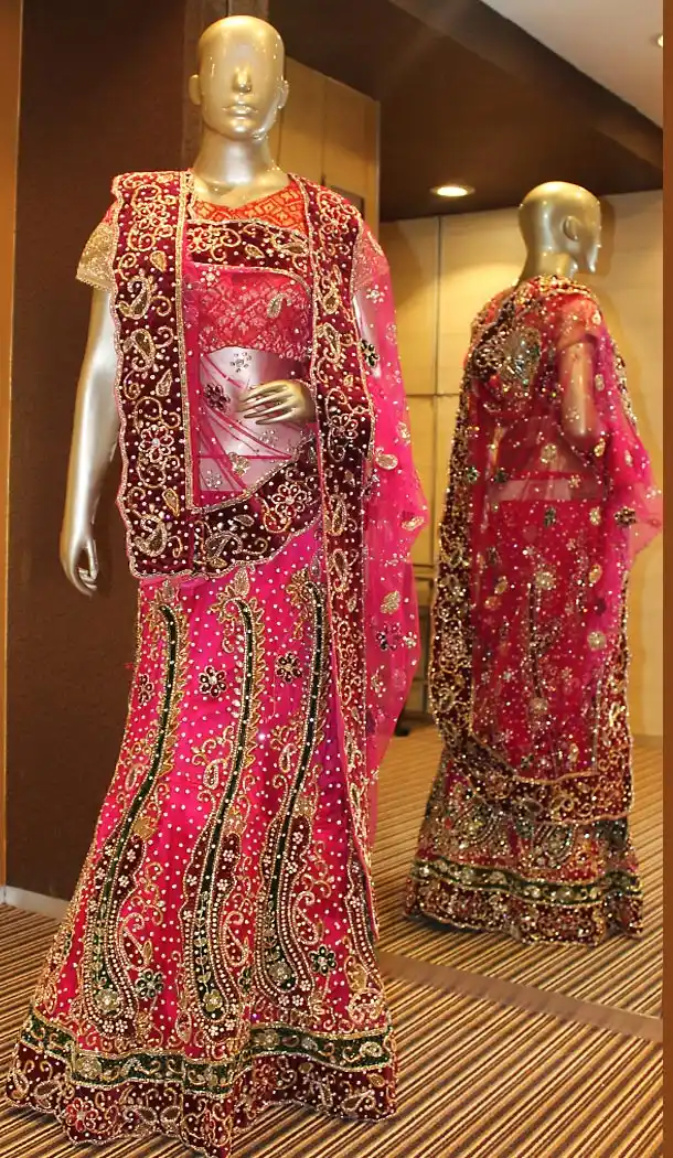 Stunning Deep Pink Color Net Bridal Wedding Readymade Lehengas | FH456371419