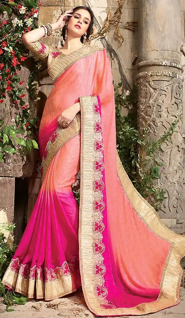 Jacquard Fabric Deep Pink Color Traditional Wear Sarees with Blouse | FH456771453