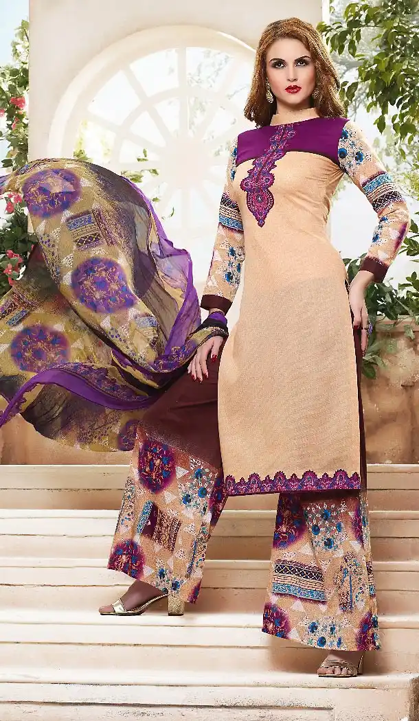 Mistyrose Color Simple Cotton Stitched Palazzo Dresses‎ with Dupatta | FH456871476