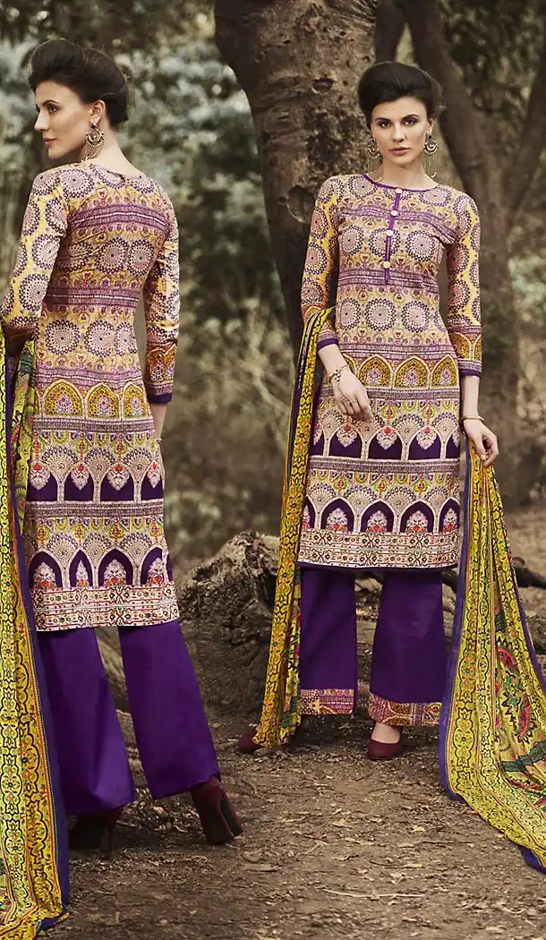 Multiple Color Simple Printed Cotton Stitched Palazzo Dresses‎ with Dupatta | FH456971510