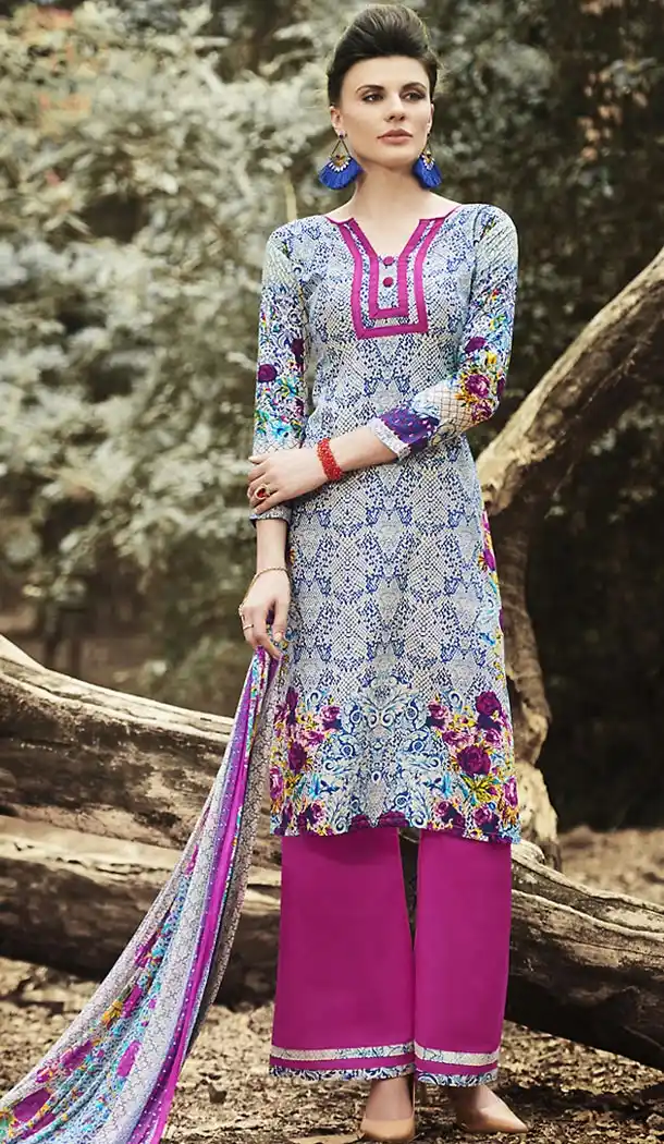 Multiple Color Simple Printed Cotton Stitched Palazzo Dresses‎ with Dupatta | FH456971513