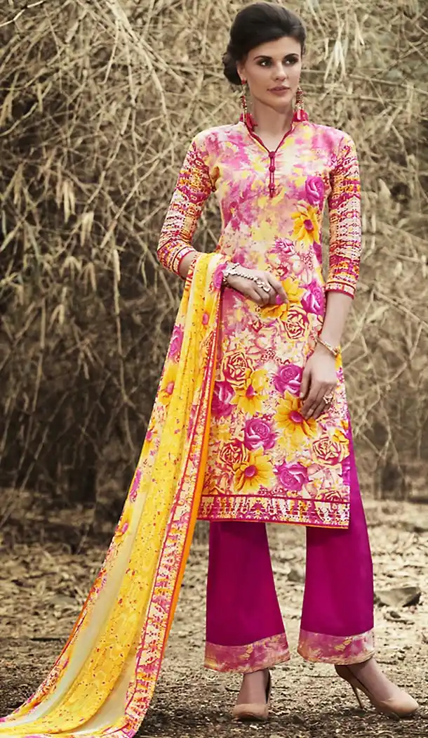 Multiple Color Simple Printed Cotton Stitched Palazzo Dresses‎ with Dupatta | FH456971514