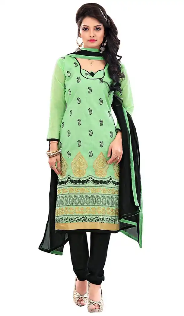 Aloe Vera Green Color Chanderi Silk Straight Cut Churidar Kameez with Dupatta | FH457371532