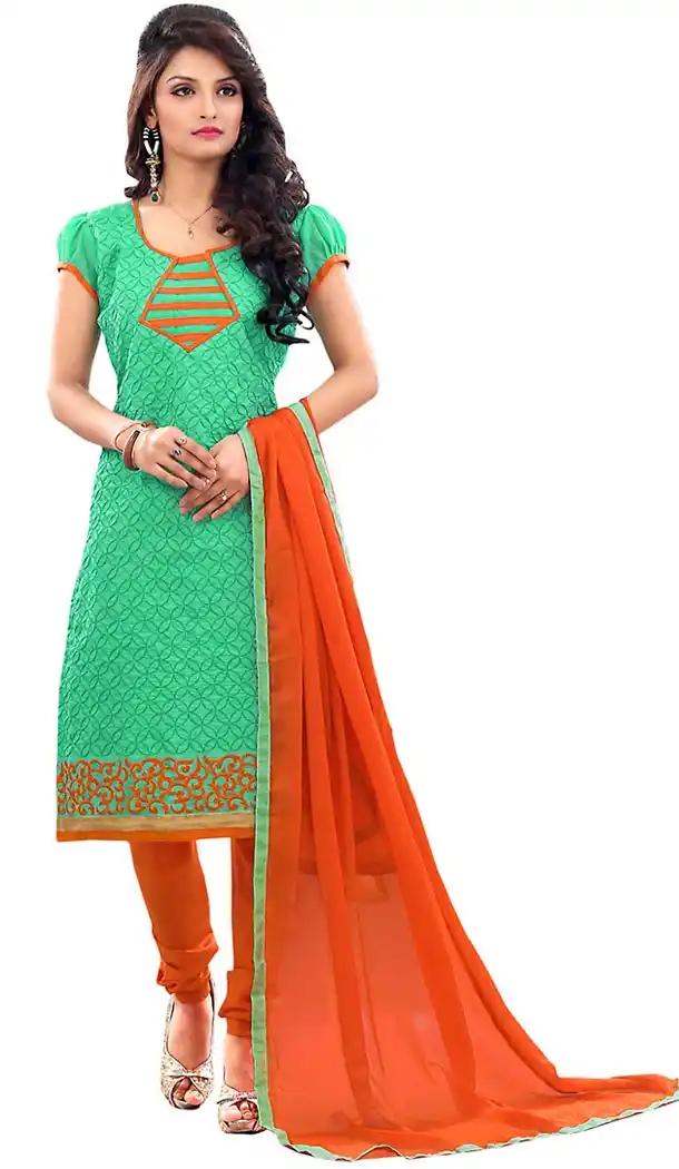 Lime Green Color Chanderi Silk Straight Cut Churidar Kameez with Dupatta | FH457371537