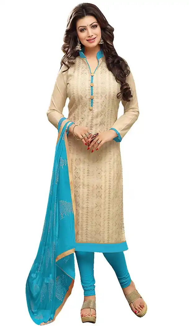 Woman Tan Brown Color Chanderi Silk Straight Cut Churidar Suit | FH457471543