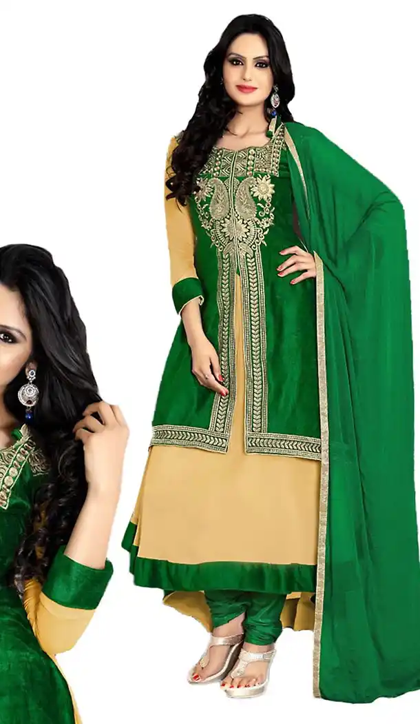 Georgette Fabric Anarkali Churidar Suit in Beige Color | FH457671584