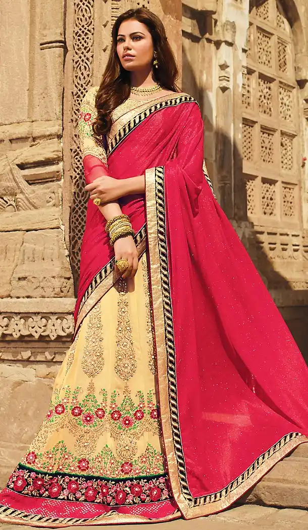 Chiffon Fabric Traditional Style Sarees in Crimson Color | FH457971610