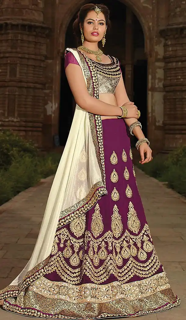 Georgette Fabric Circular Style Lehenga Choli in Fuchsia Color | FH457971616