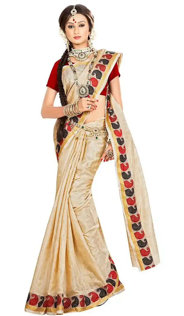 Banarasi Silk Beige Color Contemporary Saree Blouse | FH458171633