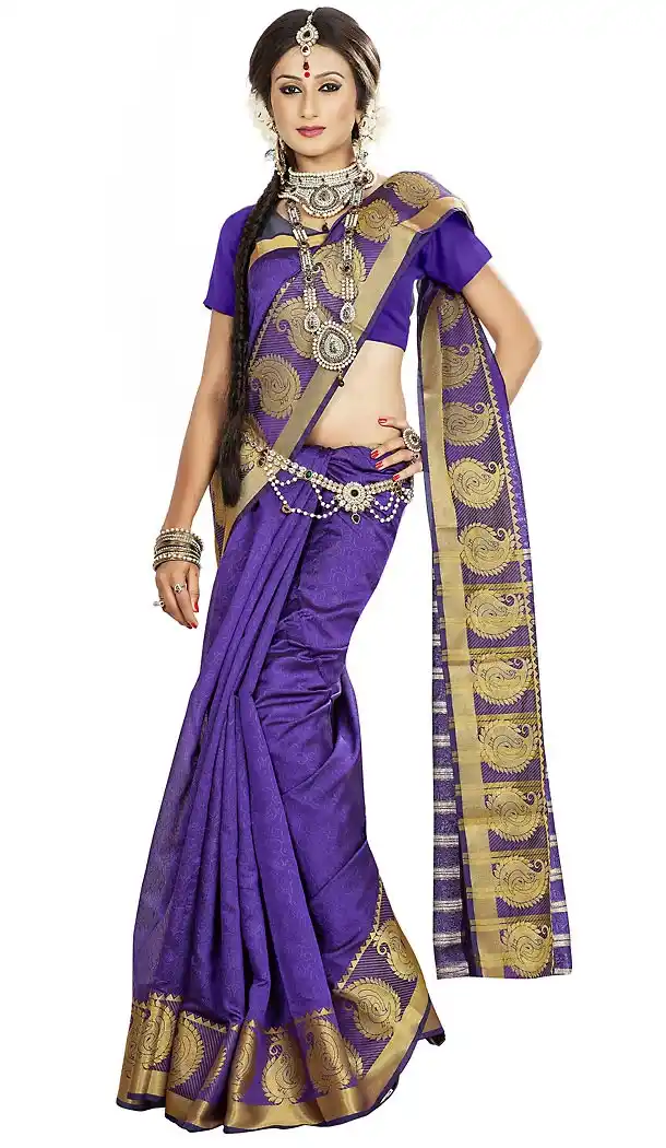 Banarasi Silk Purple Color Daily Wear Saree Blouse | FH458171635