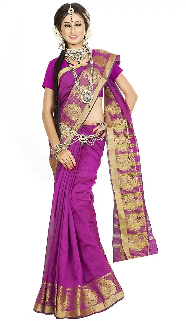 Banarasi Silk Fuchsia Color Daily Wear Saree Blouse | FH458171636