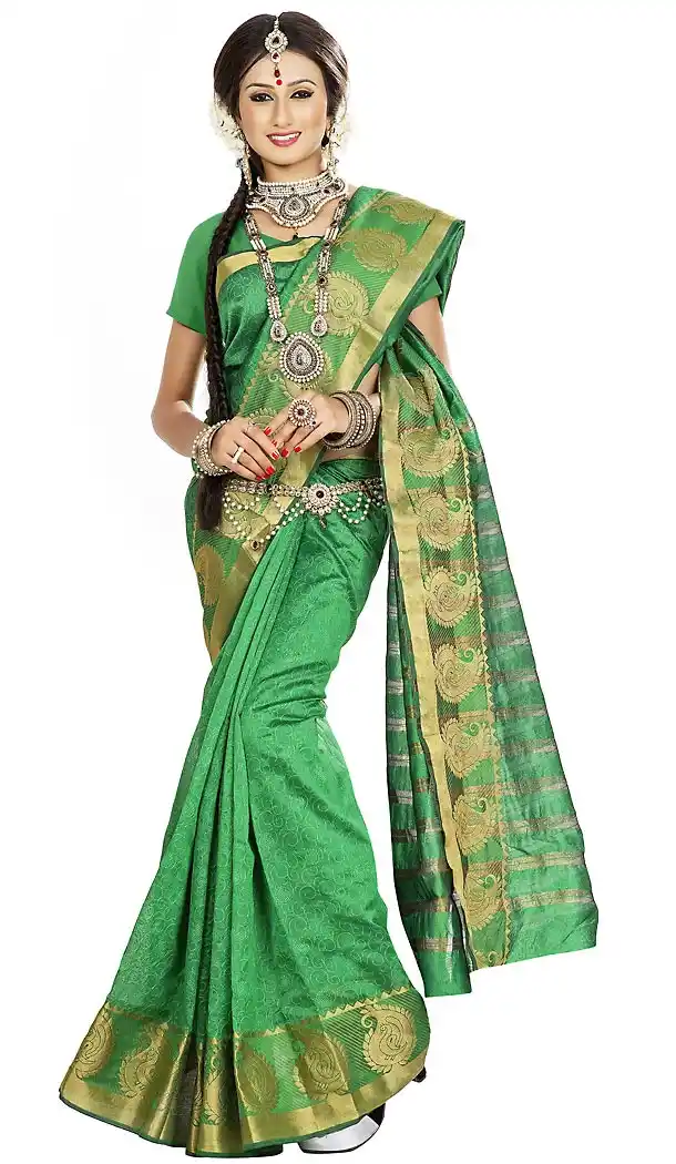 Banarasi Silk Chrome Green Color Daily Wear Saree Blouse | FH458171637