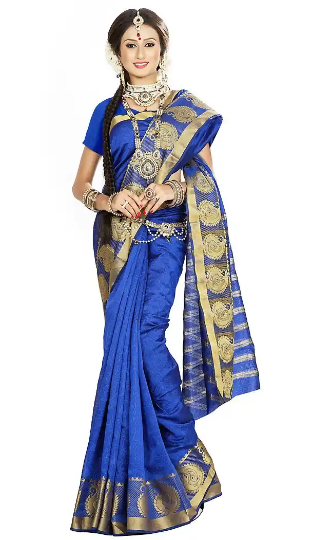 Banarasi Silk Blue Color Daily Wear Saree Blouse | FH458171638