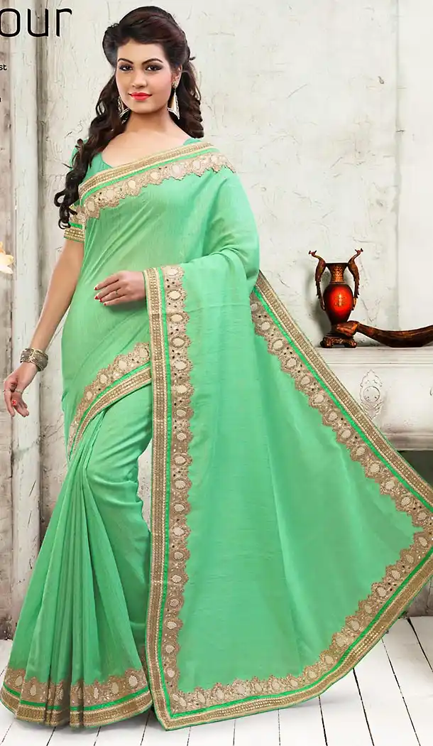 Mint Green Color Art Silk Embroidered Saree Blouse | FH458471674