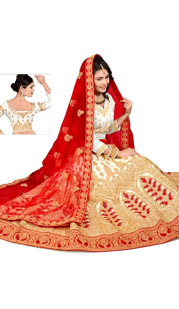 Silk Fabric Off White Color Circular Style Designer Readymade Lehengas Choli | FH458871717