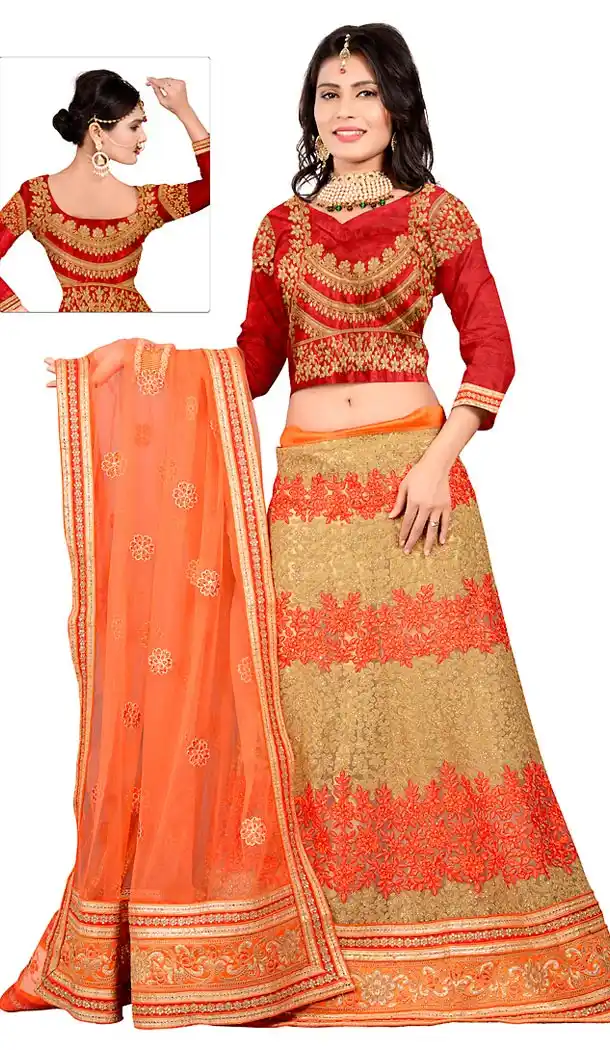 Tan Brown Color Net Circular Style Designer Readymade Lehengas Choli | FH458871720