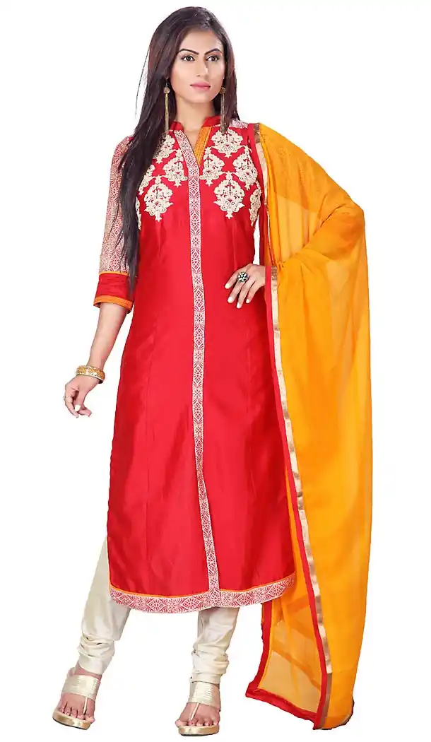 Red Color Kora Silk Achkan Style Readymade Churidar Suit | FH459171742