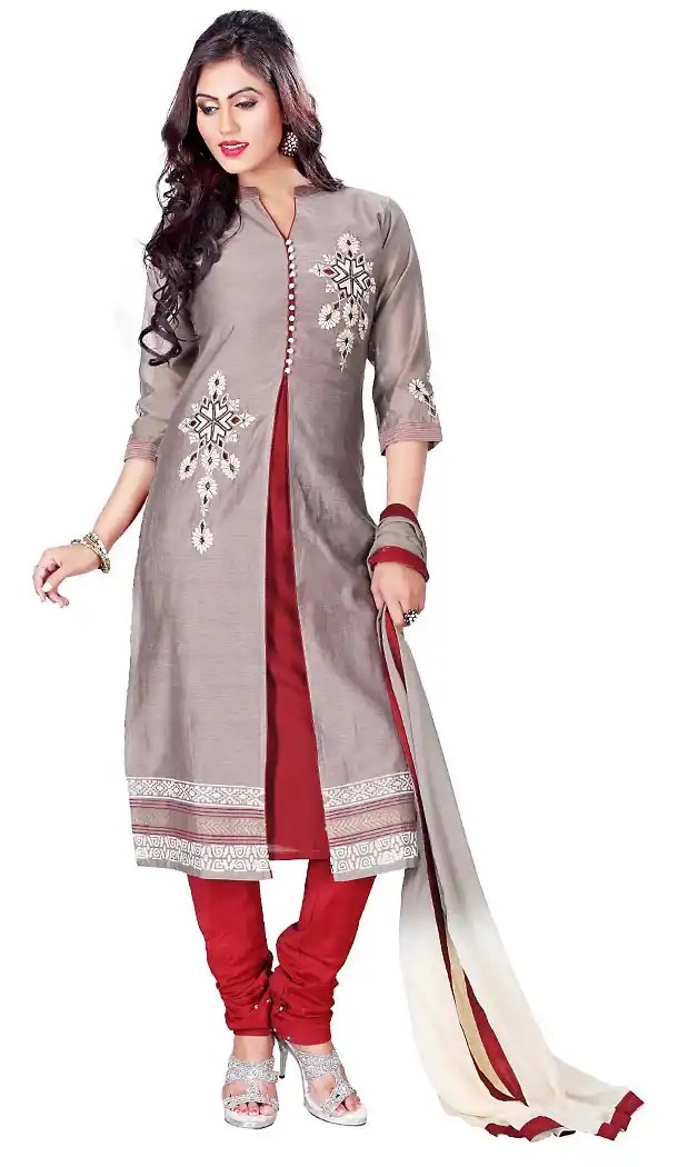 Grey Color Kora Silk Achkan Style Readymade Churidar Suit | FH459171744